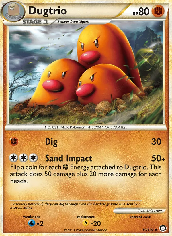 Carta Dugtrio, número 19/102 da coleção Triunfante