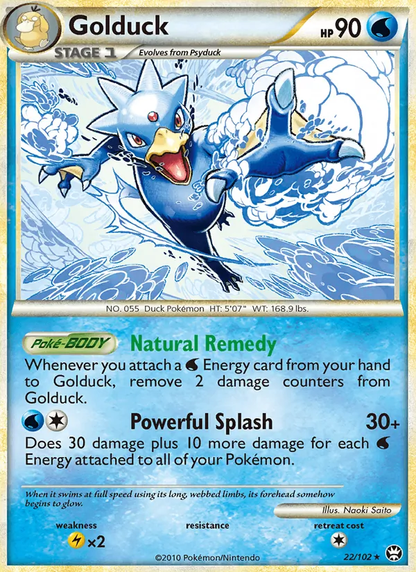 Carta Golduck, número 22/102 da coleção Triunfante