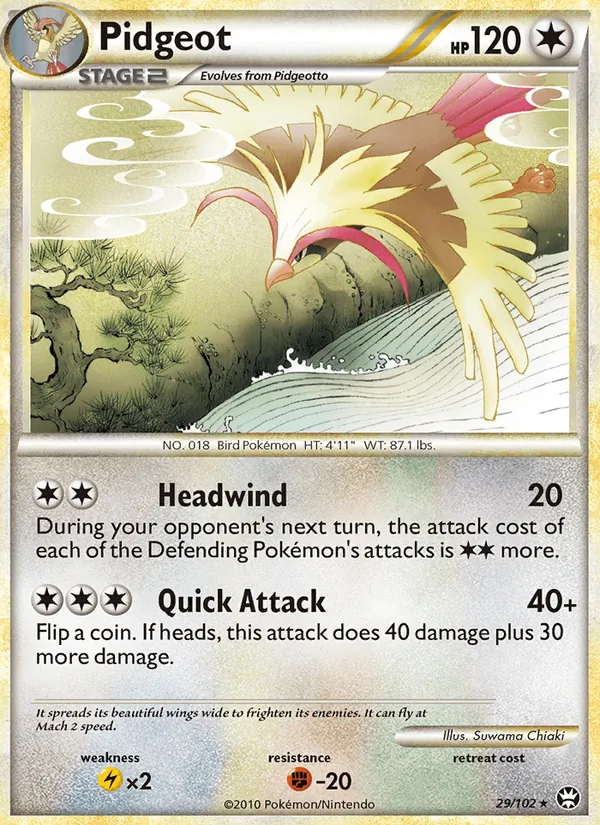 Carta Pidgeot, número 29/102 da coleção Triunfante