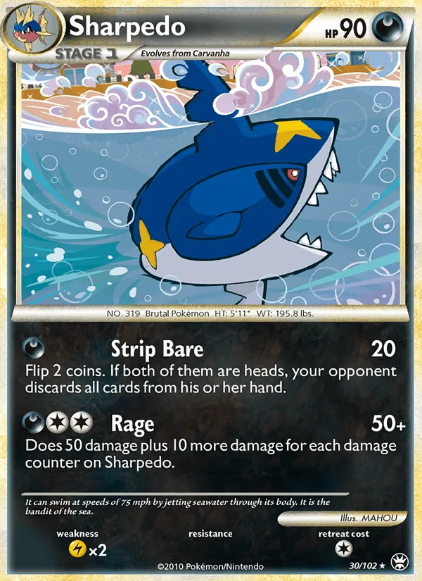 Carta Sharpedo, número 30/102 da coleção Triunfante