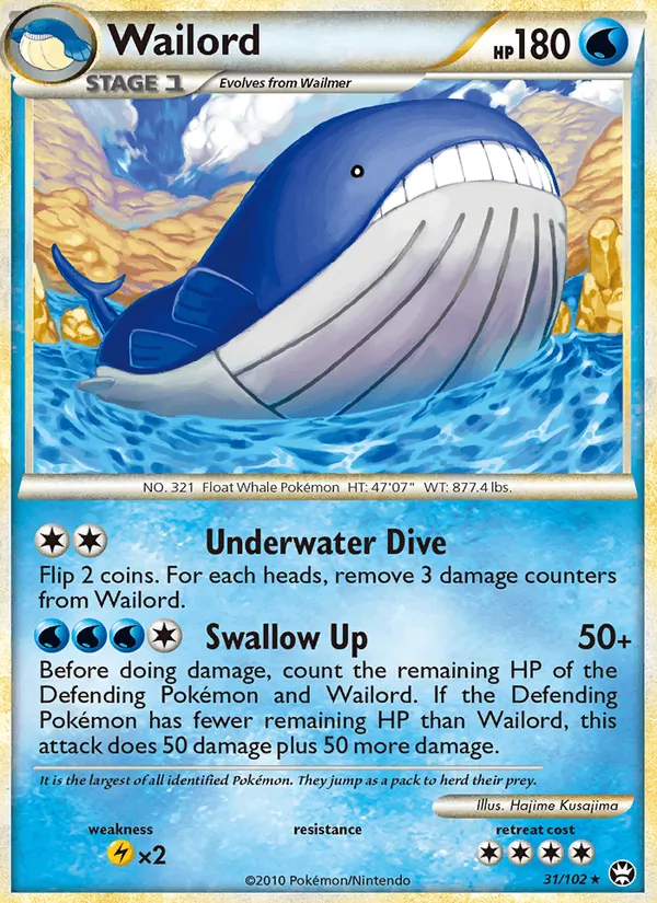 Carta Wailord, número 31/102 da coleção Triunfante