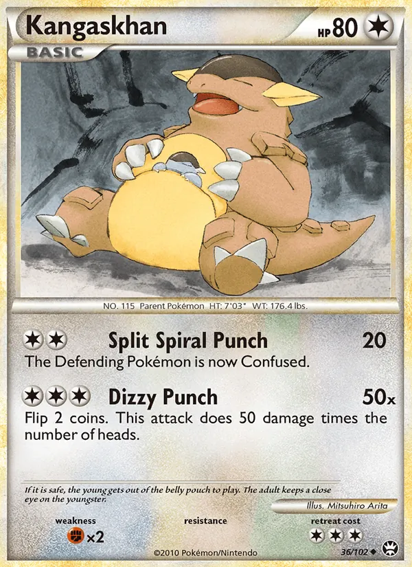 Carta Kangaskhan, número 36/102 da coleção Triunfante