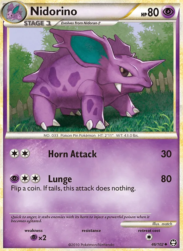Carta Nidorino, número 46/102 da coleção Triunfante