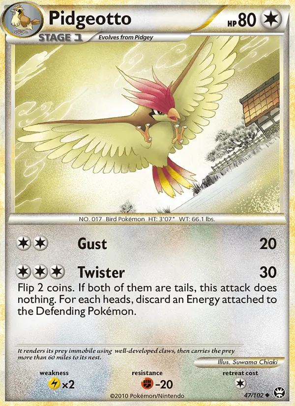 Carta Pidgeotto, número 47/102 da coleção Triunfante