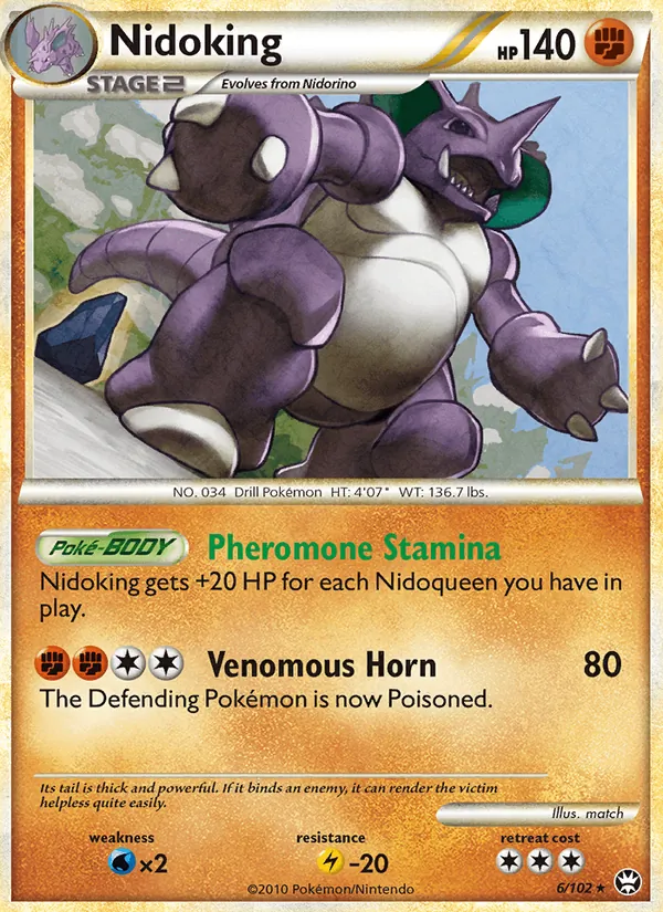 Carta Nidoking, número 6/102 da coleção Triunfante