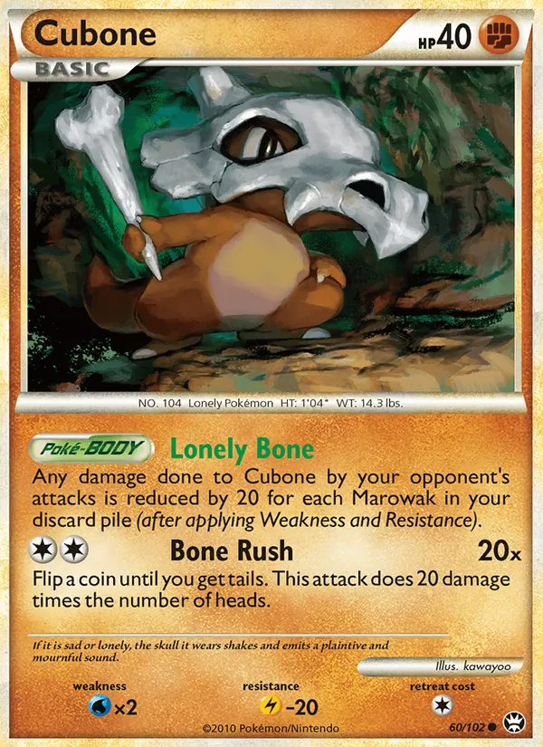 Carta Cubone, número 60/102 da coleção Triunfante
