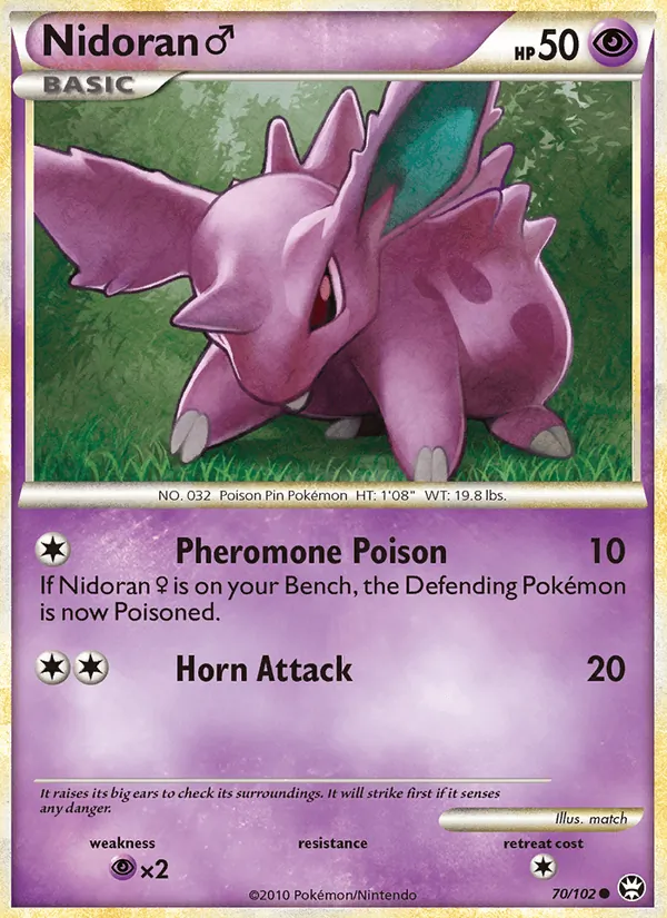 Carta Nidoran ♂, número 70/102 da coleção Triunfante