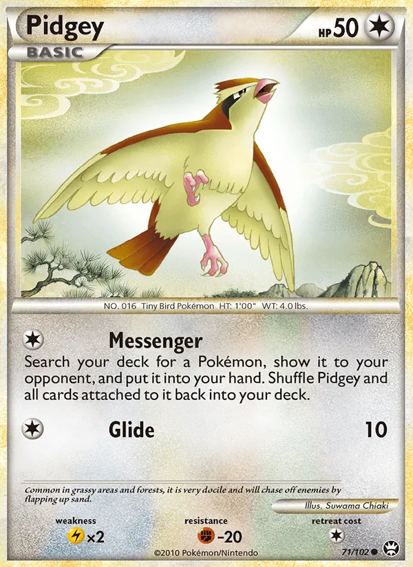 Carta Pidgey, número 71/102 da coleção Triunfante