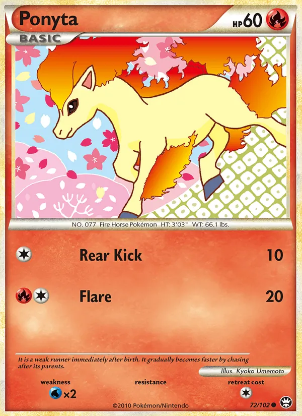 Carta Ponyta, número 72/102 da coleção Triunfante