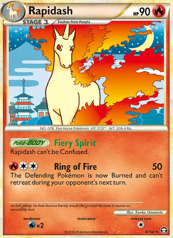 Carta Rapidash, número 8/102 da coleção Triunfante