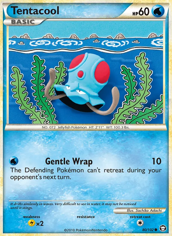 Carta Tentacool, número 80/102 da coleção Triunfante
