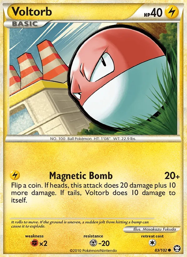 Carta Voltorb, número 83/102 da coleção Triunfante