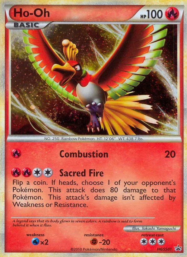 Carta Ho-Oh, número HGSS01/25 da coleção HGSS Black Star Promos