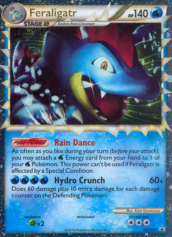 Carta Feraligatr, número HGSS07/25 da coleção HGSS Black Star Promos