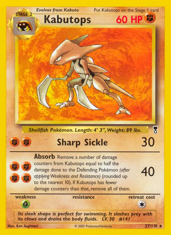Carta Kabutops, número 27/110 da coleção Legendary Collection