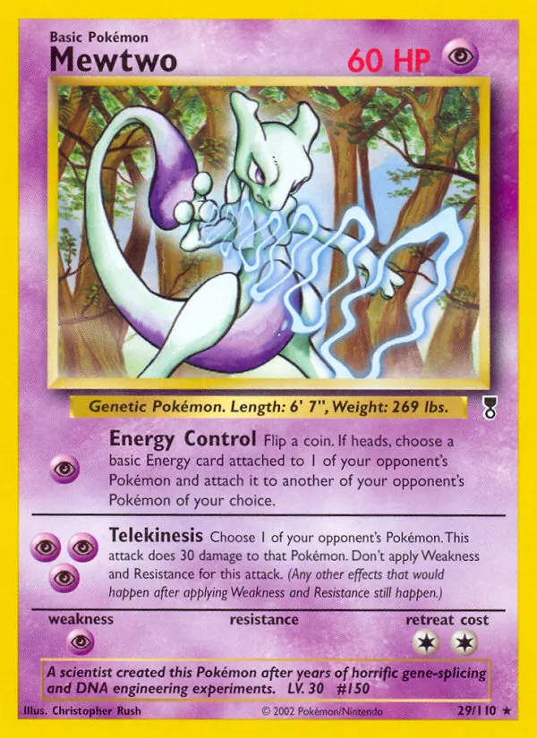 Carta Mewtwo, número 29/110 da coleção Legendary Collection