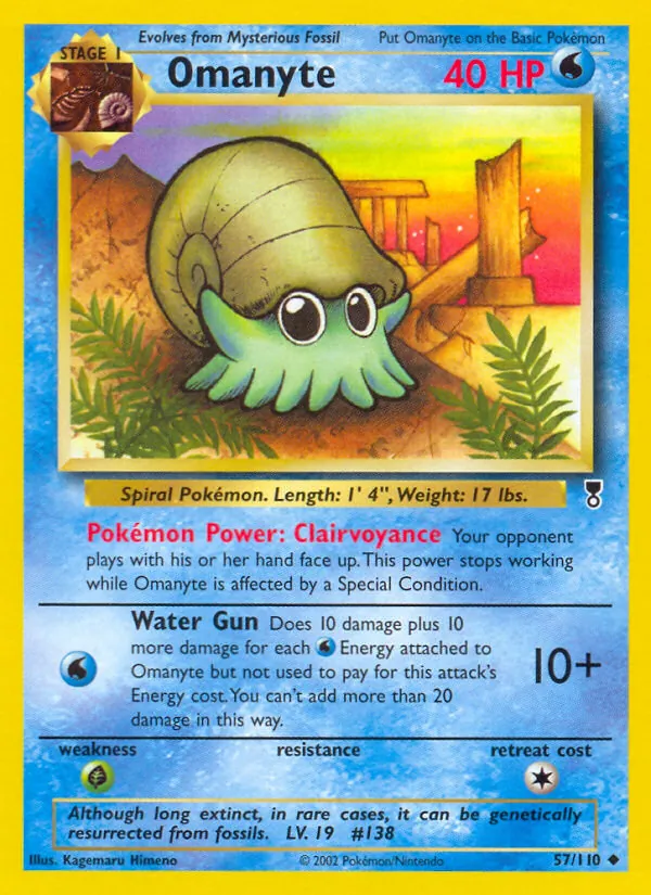 Carta Omanyte, número 57/110 da coleção Legendary Collection