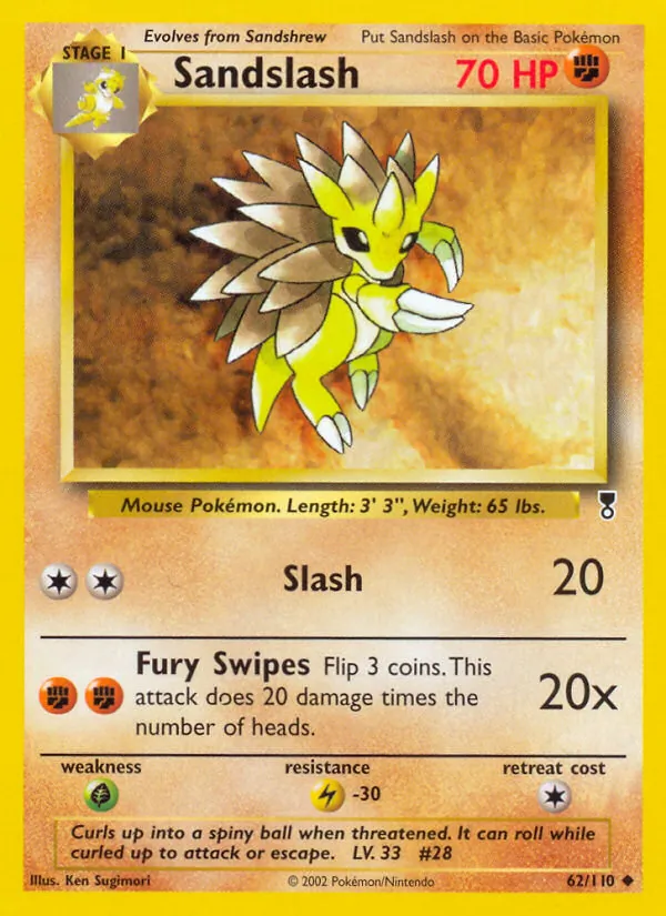 Carta Sandslash, número 62/110 da coleção Legendary Collection