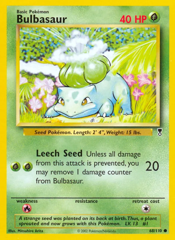 Carta Bulbasaur, número 68/110 da coleção Legendary Collection