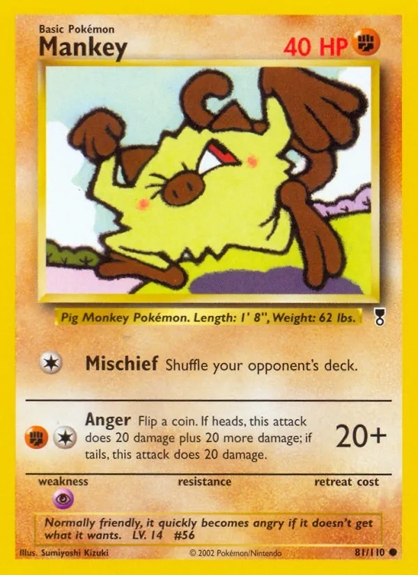 Carta Mankey, número 81/110 da coleção Legendary Collection