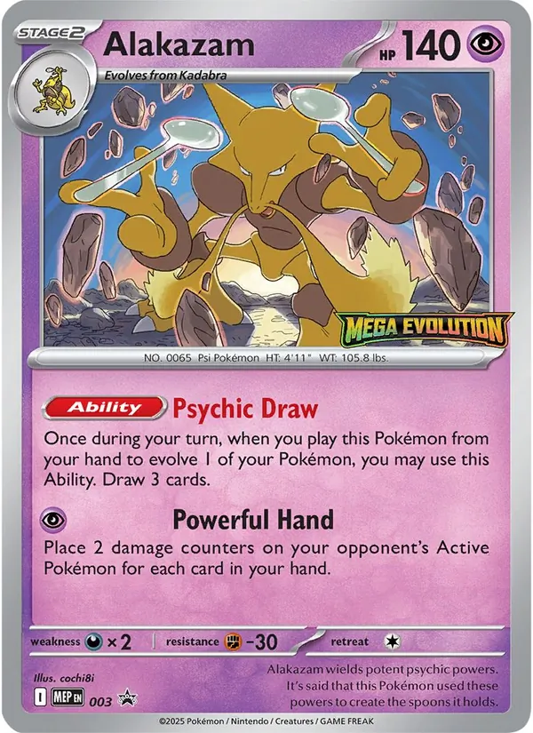 Carta Alakazam, número 003 da coleção MEP Black Star Promos