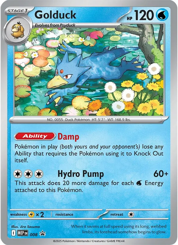 Carta Golduck, número 008/0 da coleção MEP Black Star Promos