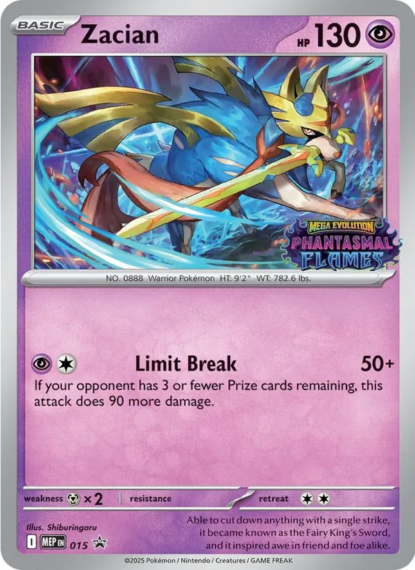 Carta Zacian, número 015 da coleção MEP Black Star Promos