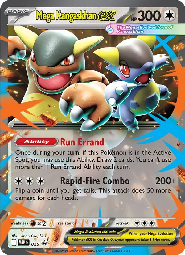 Carta Mega Kangaskhan ex, número 025/0 da coleção MEP Black Star Promos