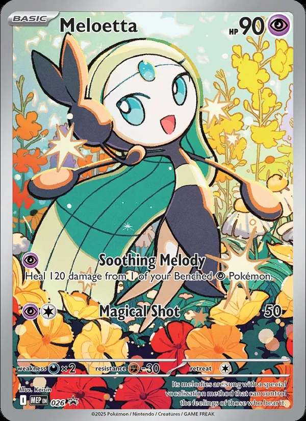 Carta Meloetta, número 026 da coleção MEP Black Star Promos