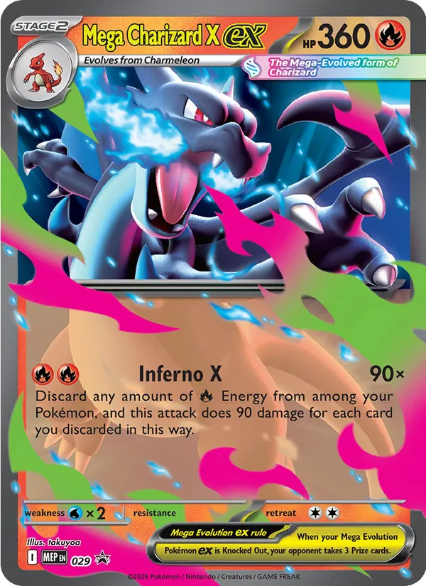 Carta Mega Charizard X ex, número 029 da coleção MEP Black Star Promos