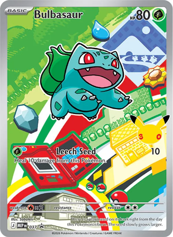 Carta Bulbasaur, número 037 da coleção MEP Black Star Promos
