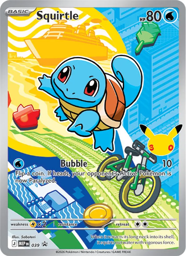 Carta Squirtle, número 039/0 da coleção MEP Black Star Promos