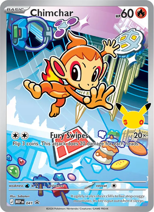 Carta Chimchar, número 041 da coleção MEP Black Star Promos