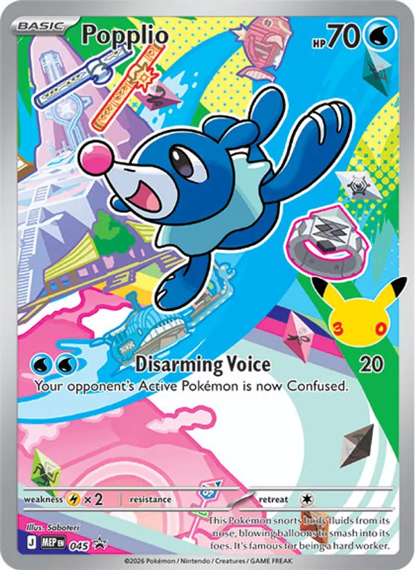 Carta Popplio, número 045 da coleção MEP Black Star Promos