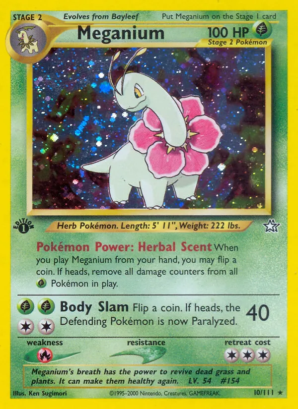 Carta Meganium, número 10/111 da coleção Neo Genesis