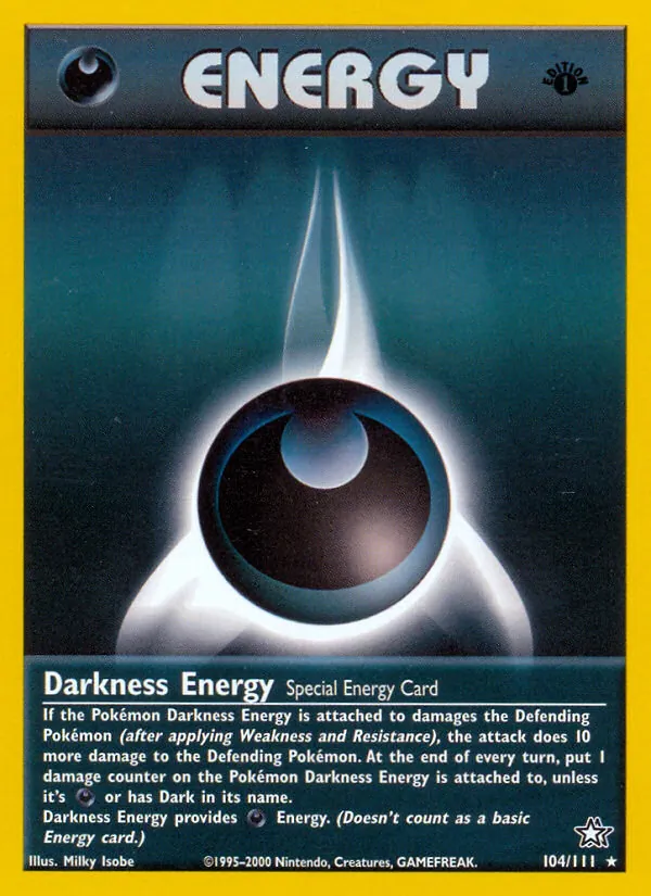Carta Darkness Energy, número 104/111 da coleção Neo Genesis