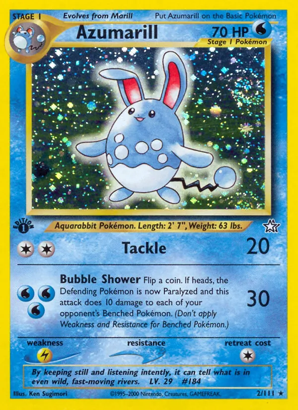 Carta Azumarill, número 2/111 da coleção Neo Genesis