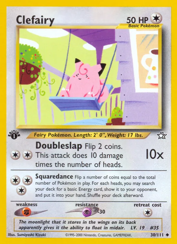 Carta Clefairy, número 30/111 da coleção Neo Genesis