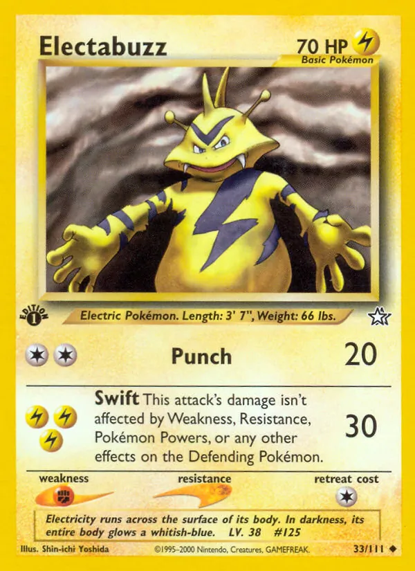 Carta Electabuzz, número 33/111 da coleção Neo Genesis