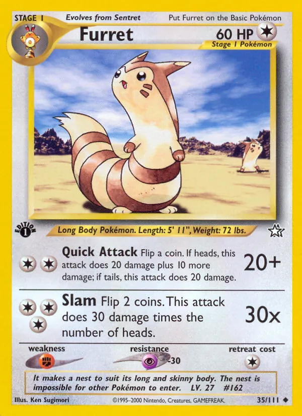 Carta Furret, número 35/111 da coleção Neo Genesis