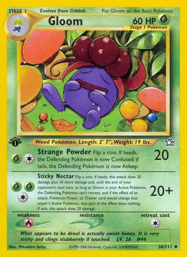 Carta Gloom, número 36/111 da coleção Neo Genesis