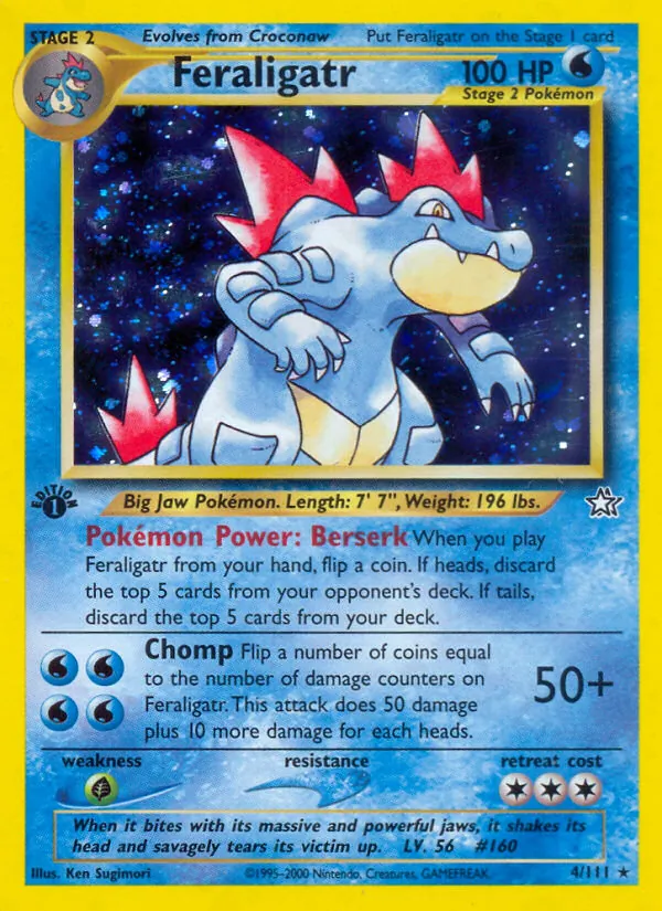 Carta Feraligatr, número 4/111 da coleção Neo Genesis