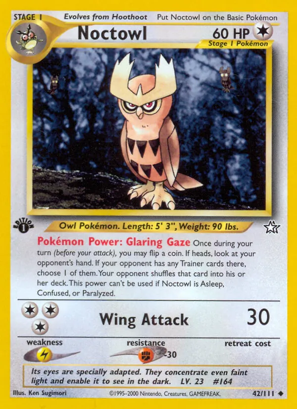 Carta Noctowl, número 42/111 da coleção Neo Genesis