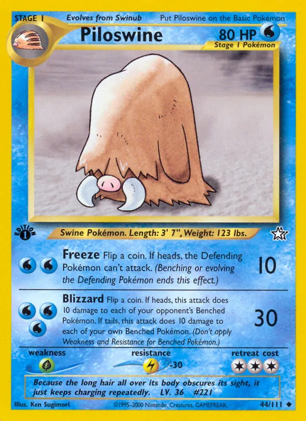Carta Piloswine, número 44/111 da coleção Neo Genesis
