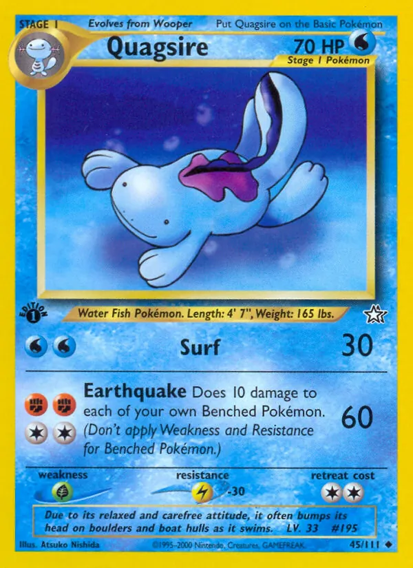 Carta Quagsire, número 45/111 da coleção Neo Genesis