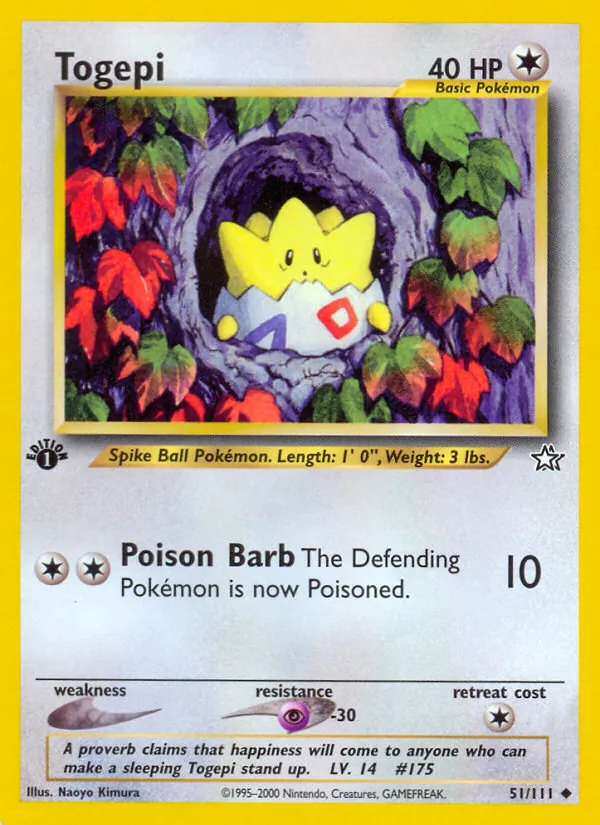 Carta Togepi, número 51/111 da coleção Neo Genesis