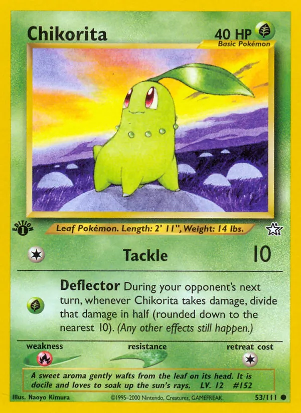 Carta Chikorita, número 53/111 da coleção Neo Genesis