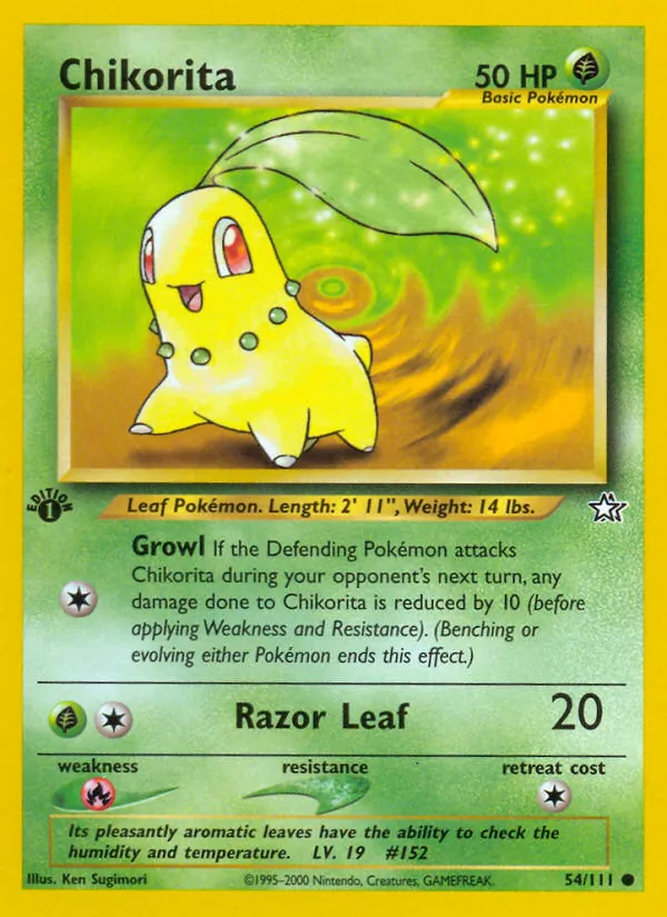 Carta Chikorita, número 54/111 da coleção Neo Genesis