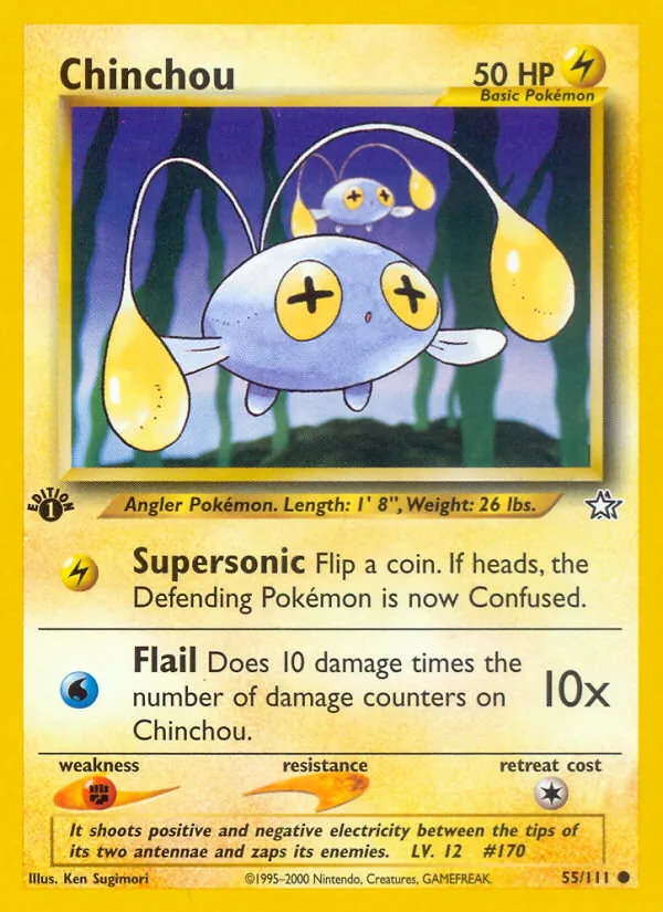 Carta Chinchou, número 55/111 da coleção Neo Genesis