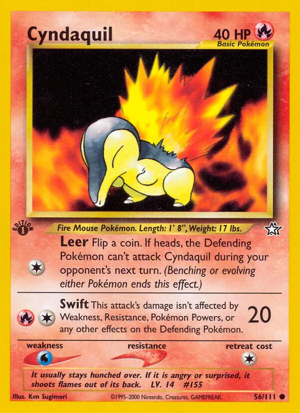 Carta Cyndaquil, número 56/111 da coleção Neo Genesis